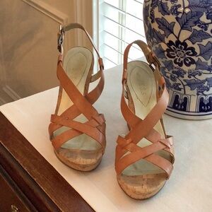 Natural Leather wedge sandals.